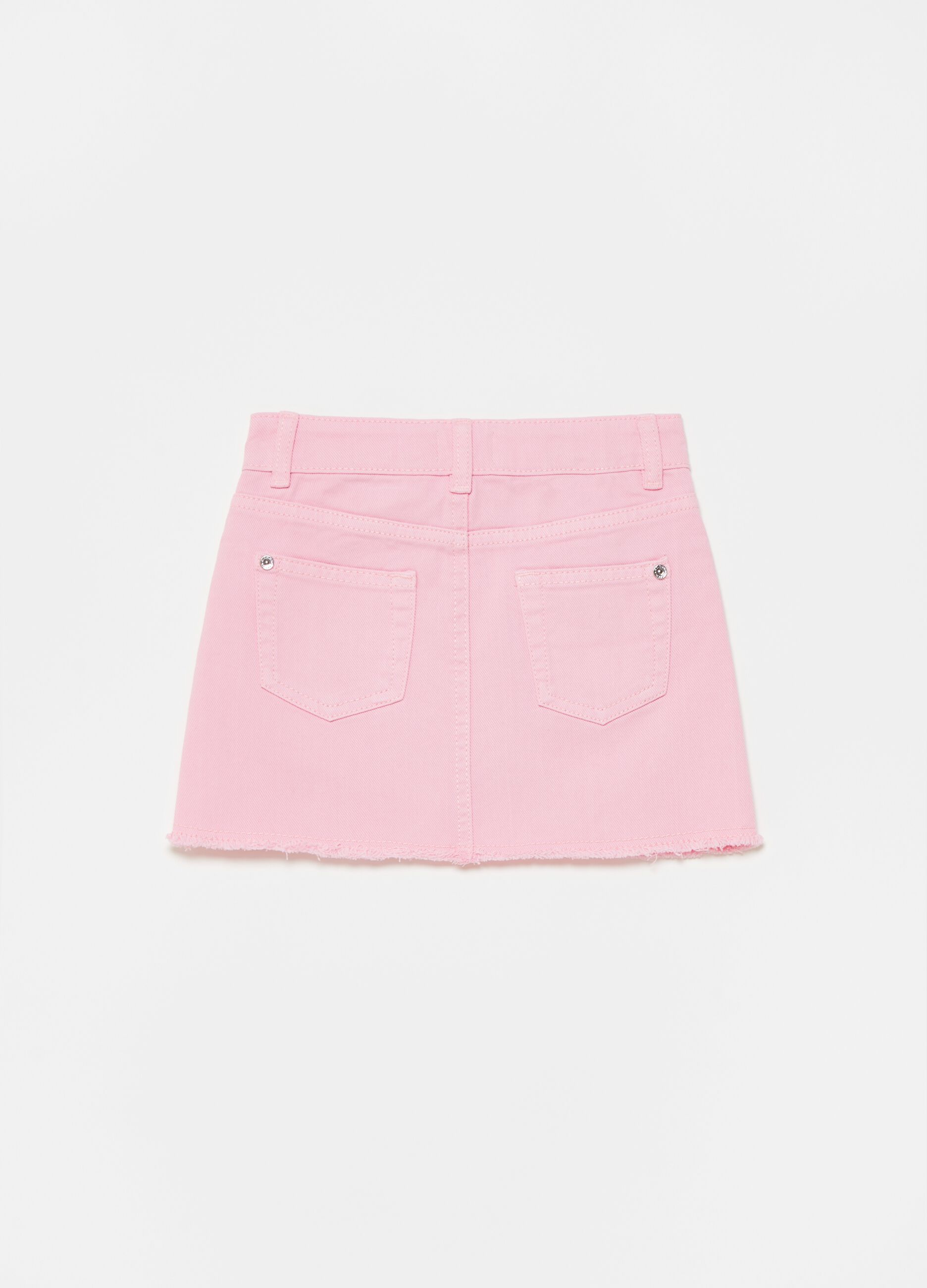 Minifalda de sarga de algodón color liso