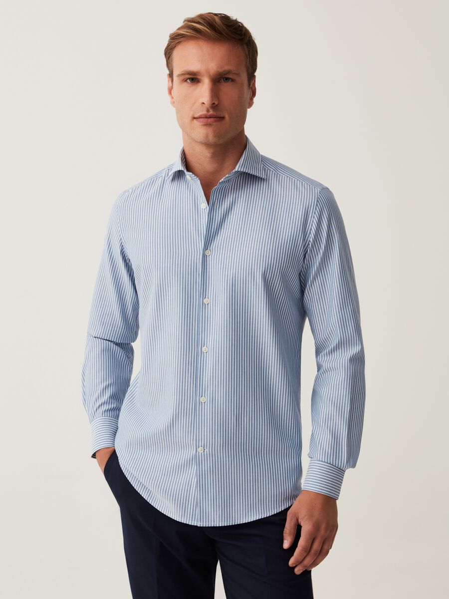 Slim-fit shirt in striped Oxford cotton_1