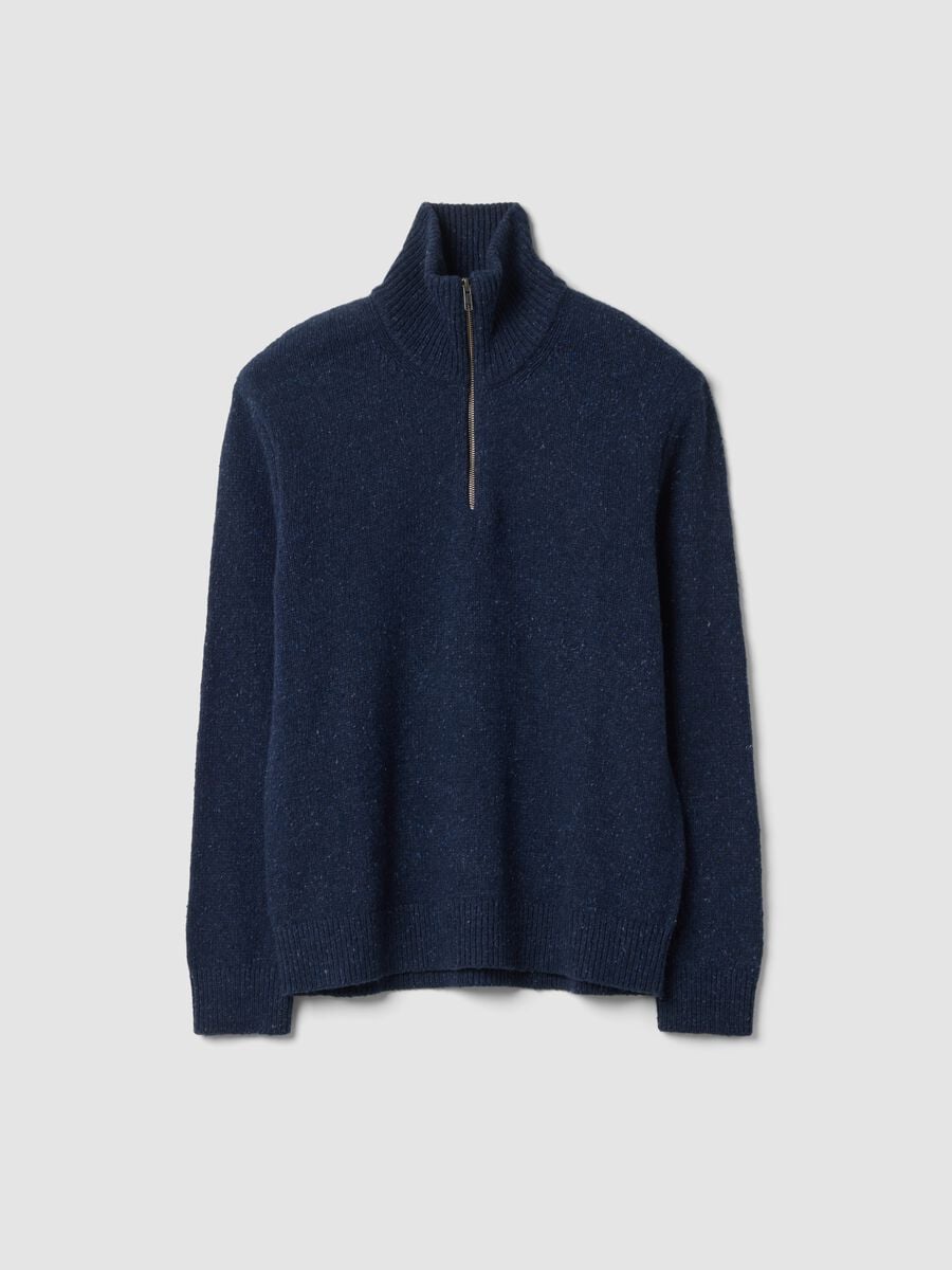 Blue half-zip cotton-wool blend jumper_0