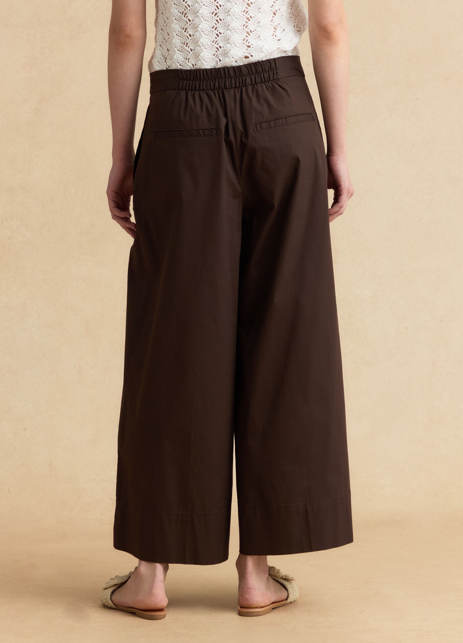 Brown stretch cotton culotte trousers