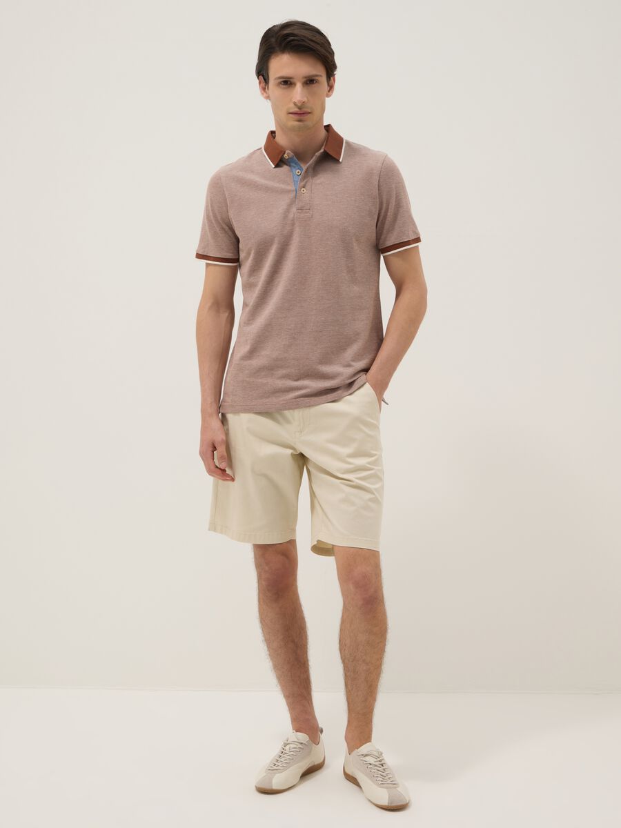 Beige stretch cotton chino shorts_0