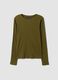 Green long-sleeved pure cotton T-shirt_4