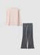 Pink and grey pure cotton jogging set with heart print for girls_1