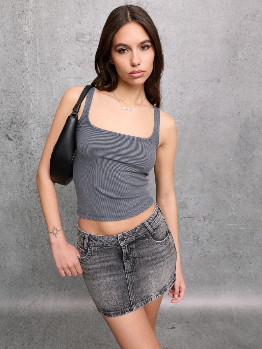 Vintage Grey Square-Neck Tank Top_2