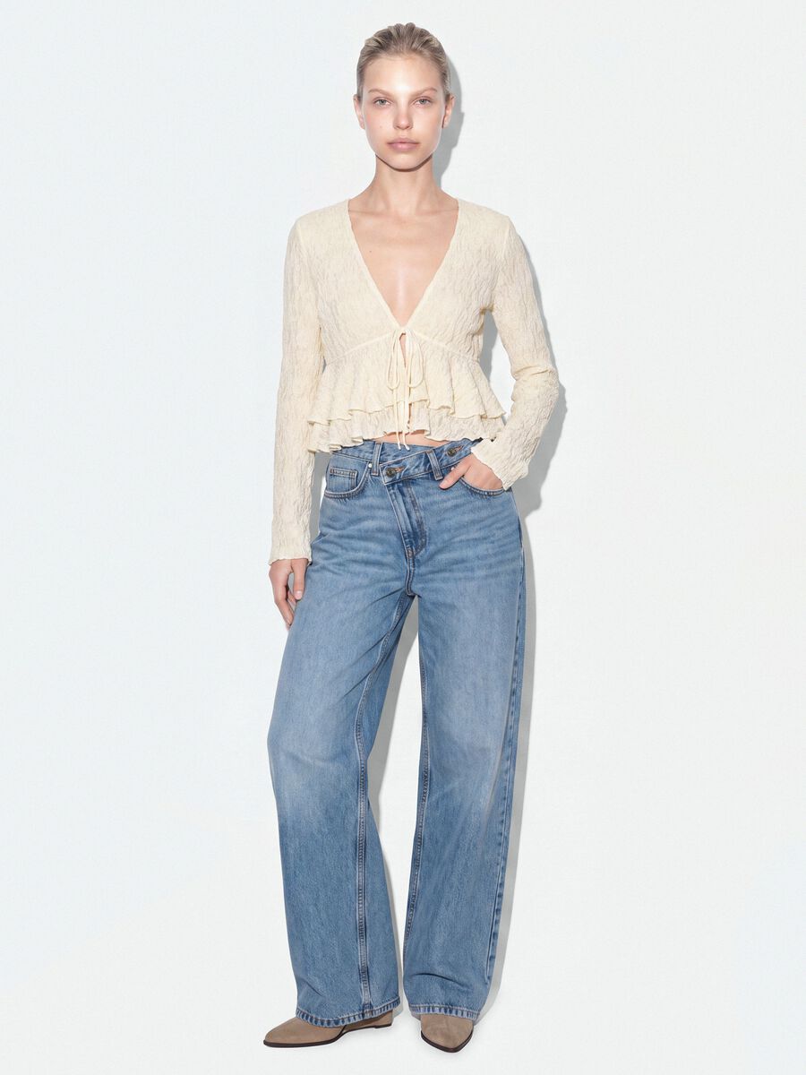 Light blue pure cotton denim jeans, skater fit_0