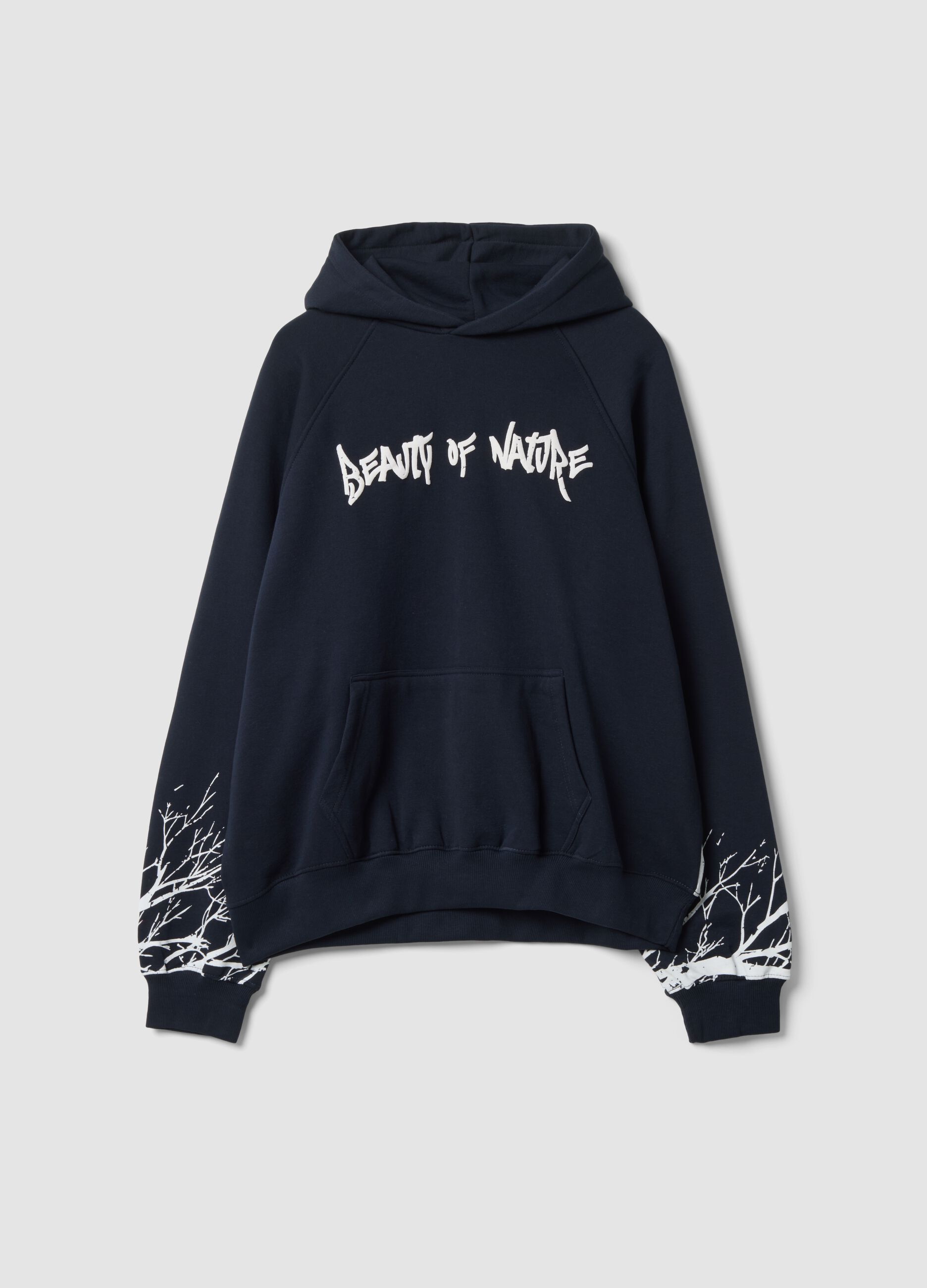 Sweatshirt com capuz preta em mistura de algod&atilde;o com estampado gr&aacute;fico