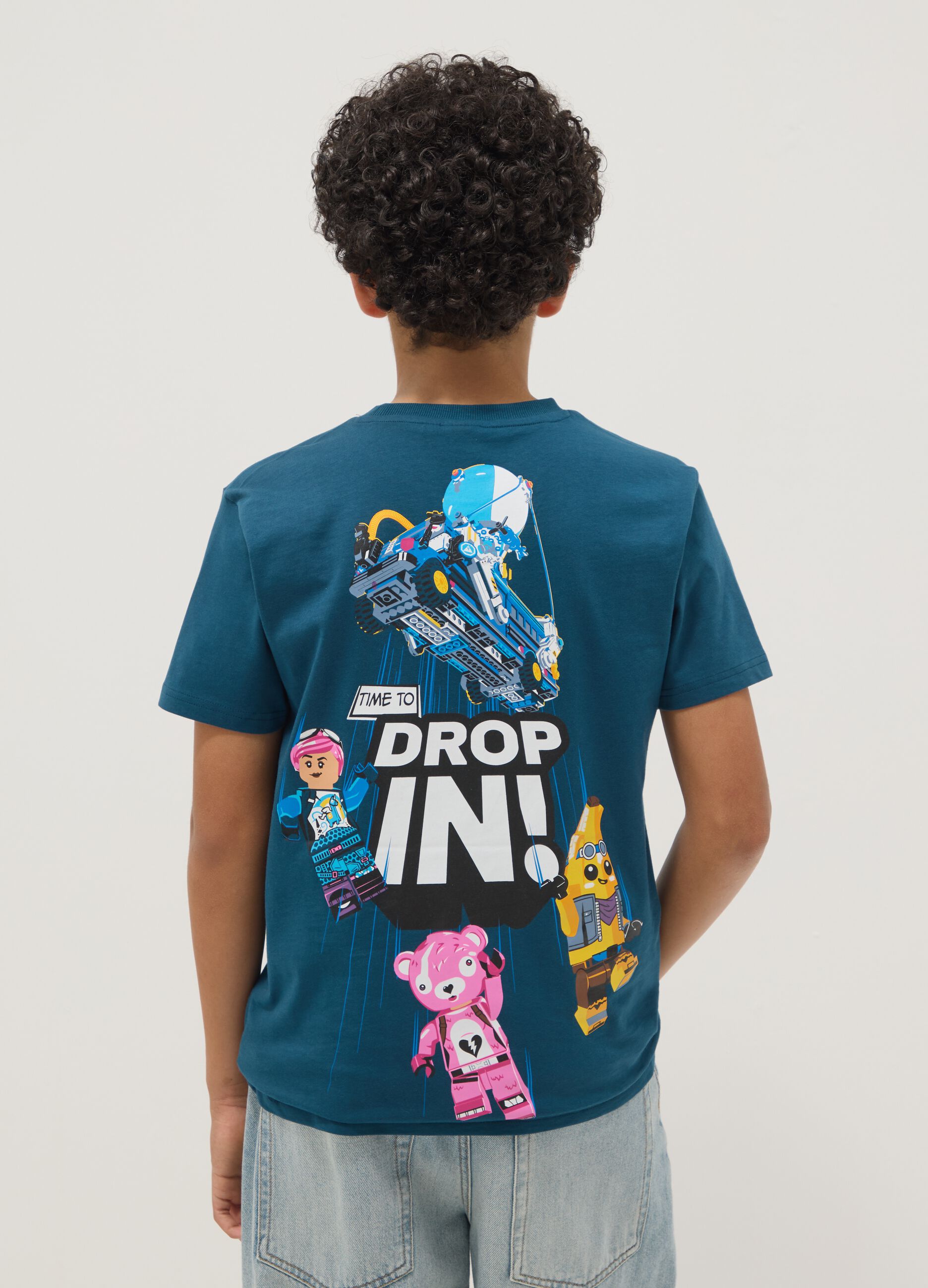 Kids' blue pure cotton t-shirt regular fit with prints
