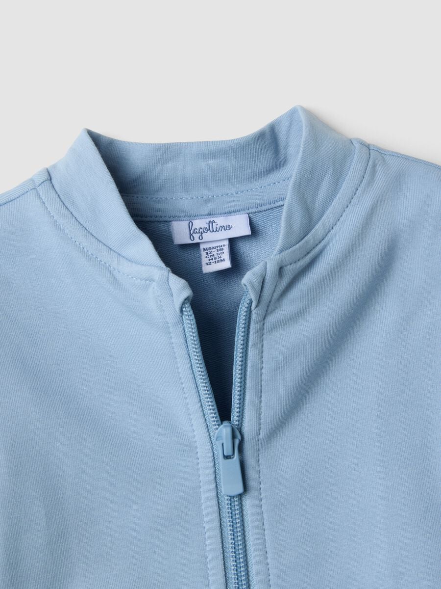 Blue stretch cotton set with crew neck_2