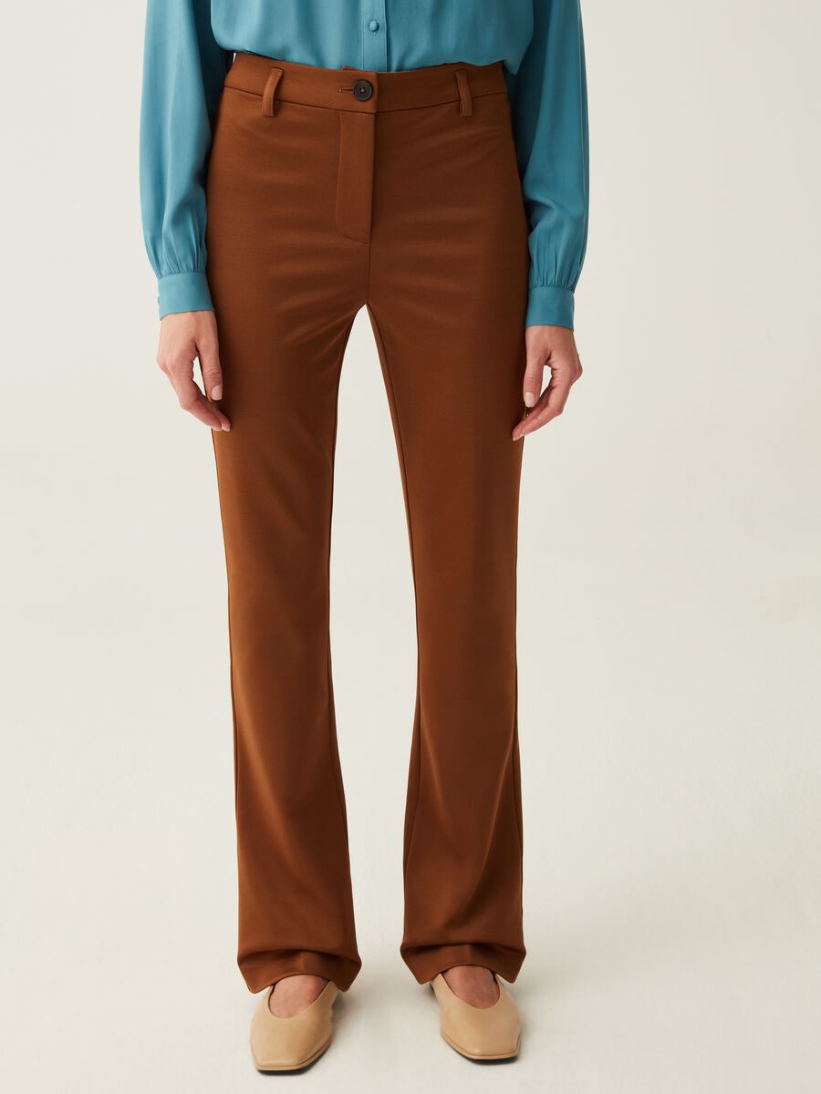 Stretch trousers with high waist band_0
