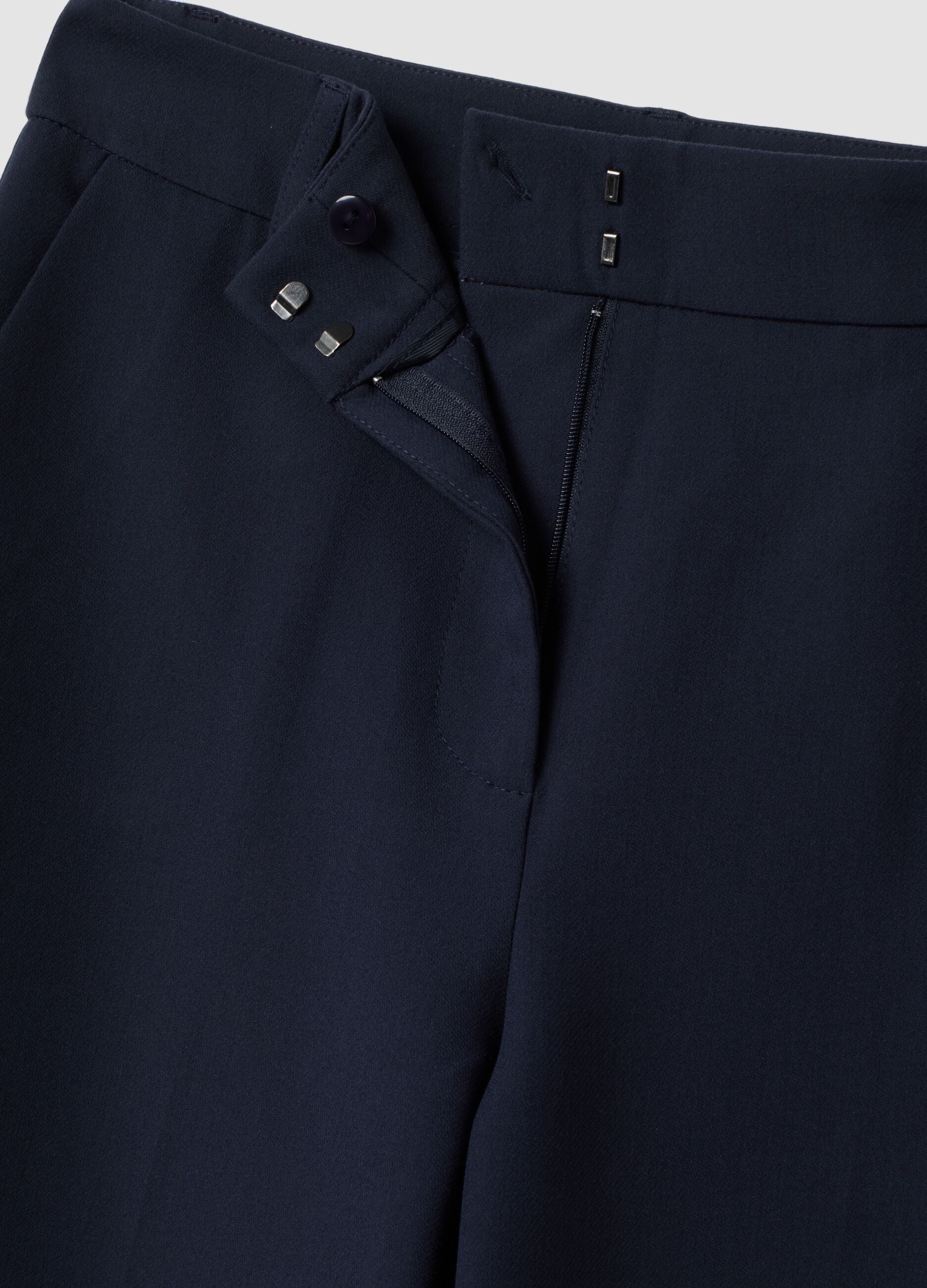 Straight-leg blue stretch viscose trousers