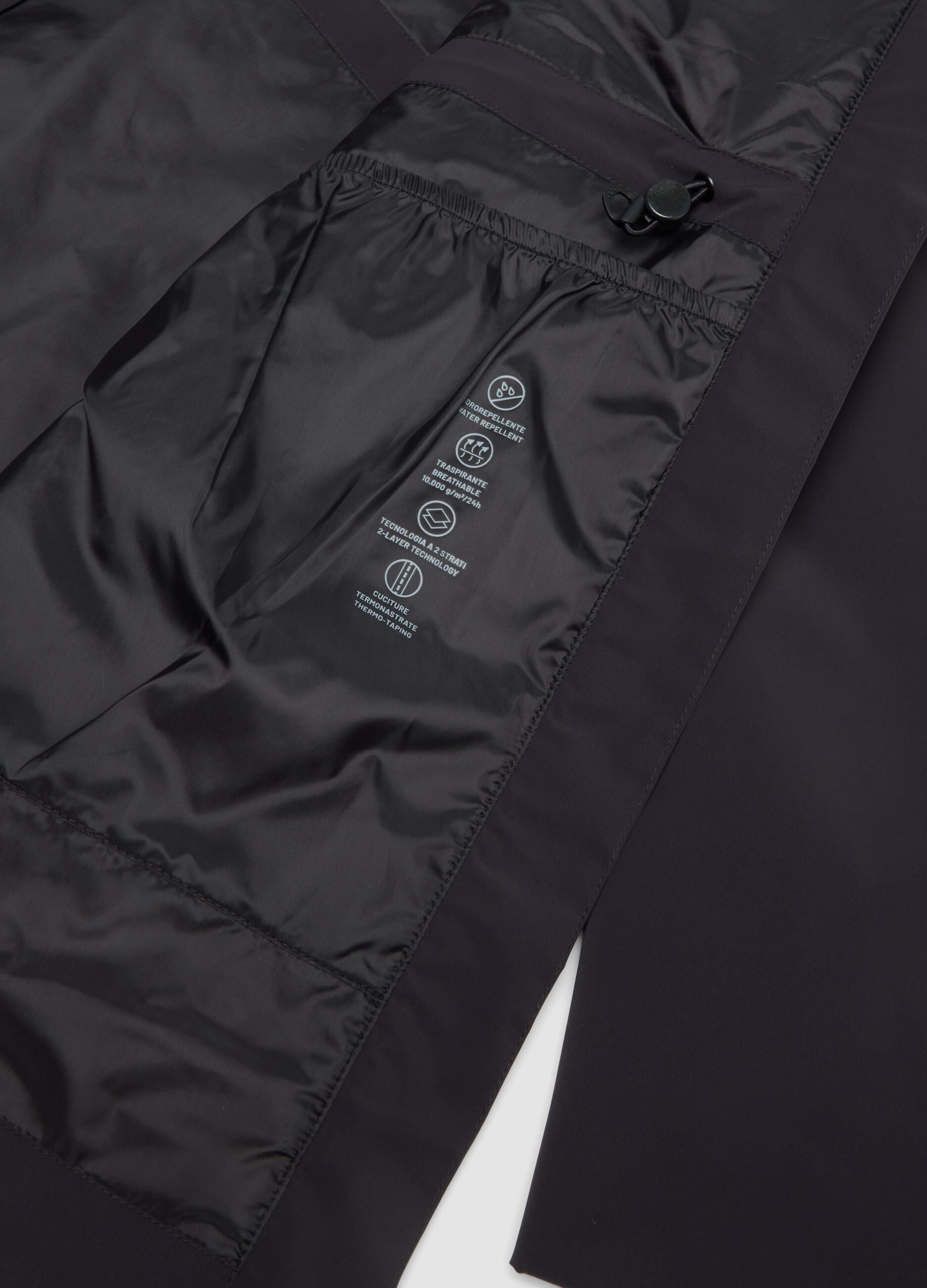 Black water-repellent hooded jacket with zip, regular fit ALTAVIA STUDIO