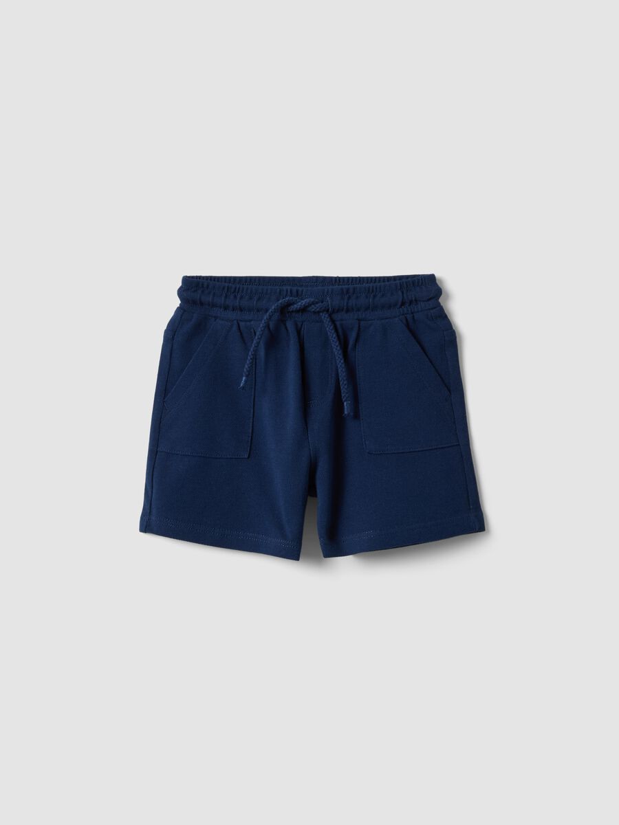 Boys' regular fit pure cotton blue shorts_0