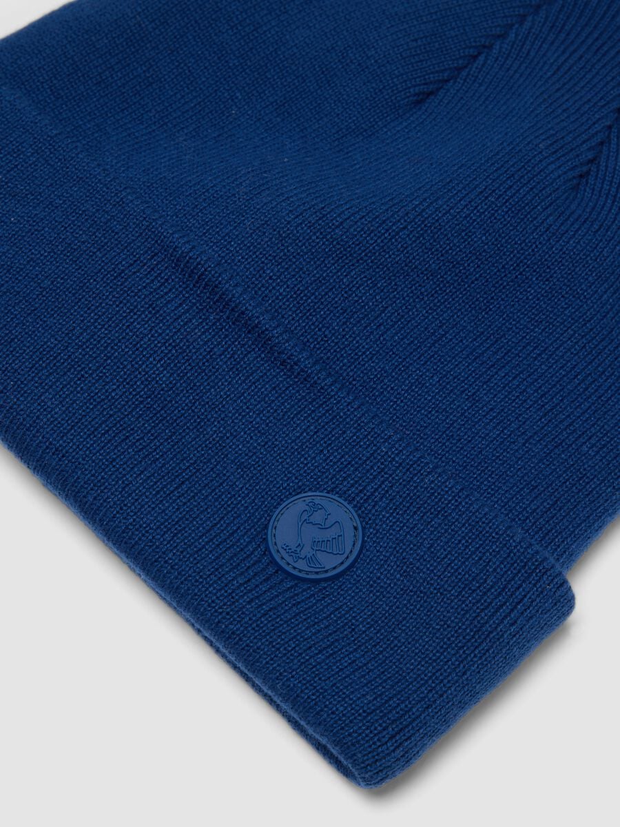 Blaue Beanie aus Baumwollmix in Jersey-Strick_1