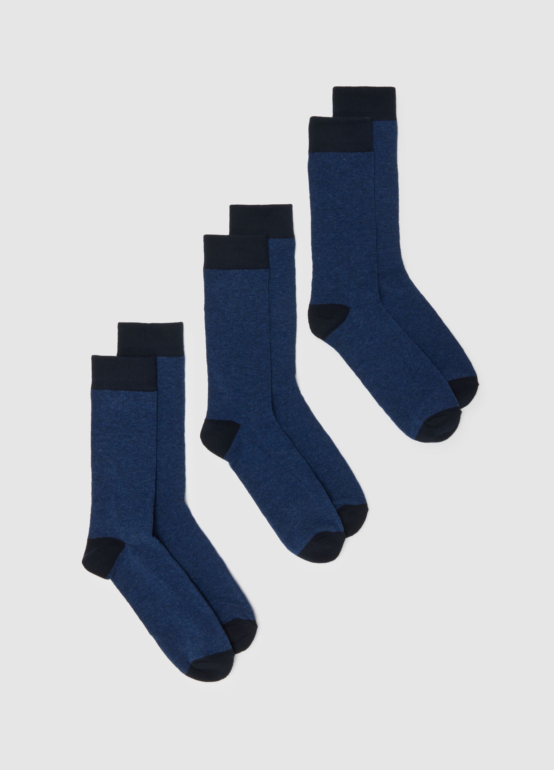 Black Mixed Cotton Long Socks Tripack