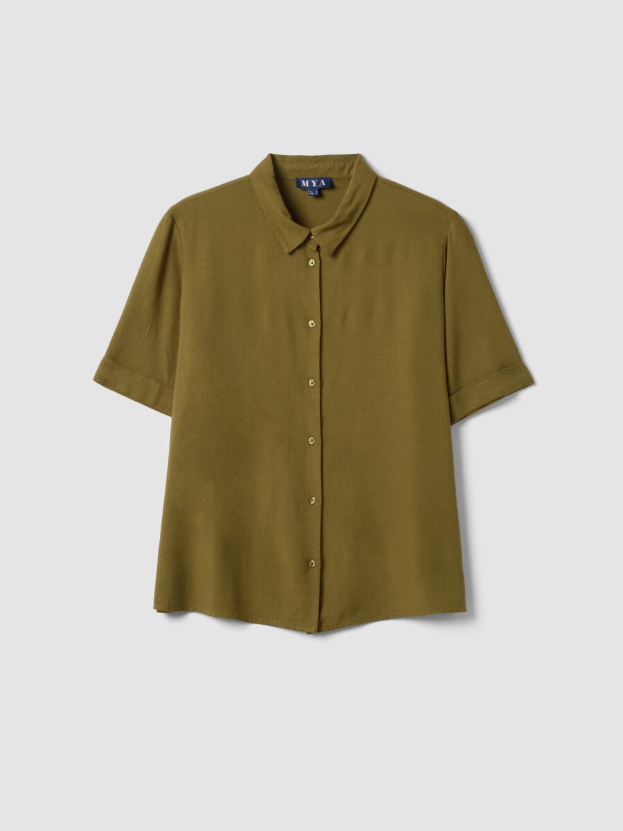 Camisa verde em mistura de viscose e linho, corte regular_4