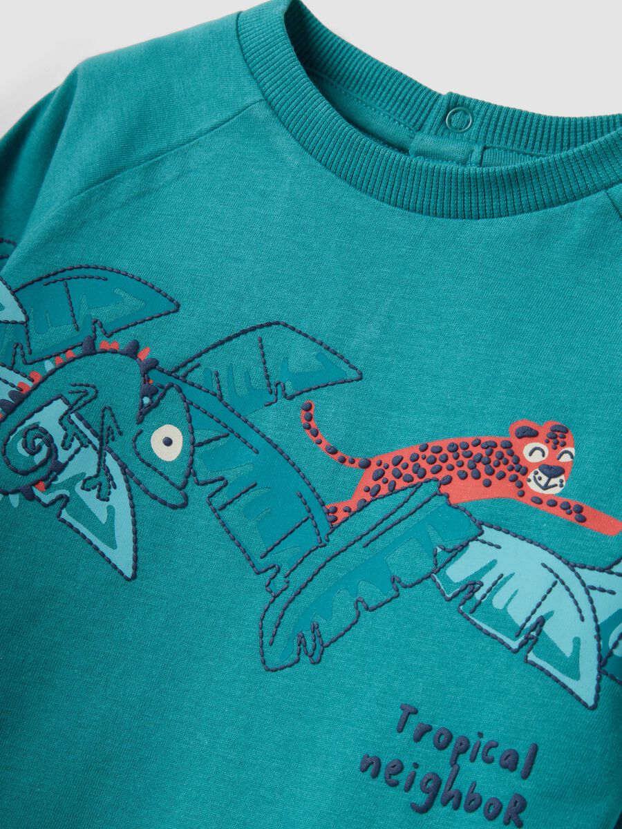 Blue pure cotton short-sleeve T-shirt for baby boy, oversized fit_3