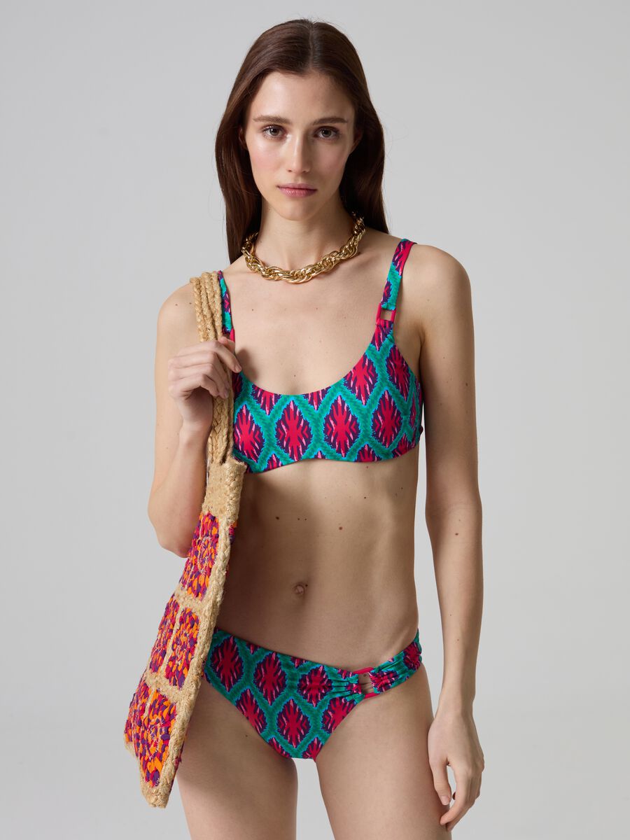 Bralette bikini top with ikat print_2