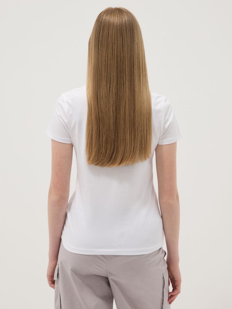 White pure cotton T-shirt with front print_1