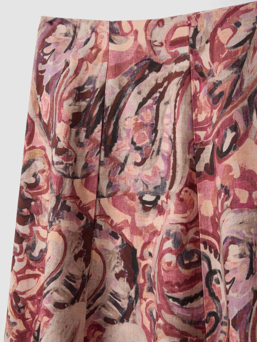 Multicolour cotton and linen-blend midi skirt_1