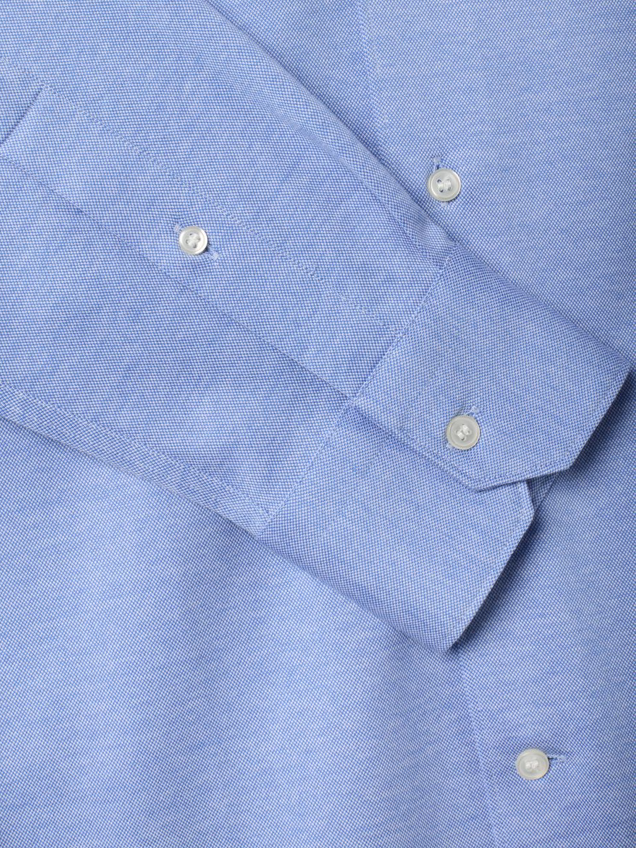 Light blue pure cotton knit shirt, regular fit with classic collar_2