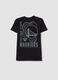 Boys' pure black cotton T-shirt with relaxed fit Warriors_4