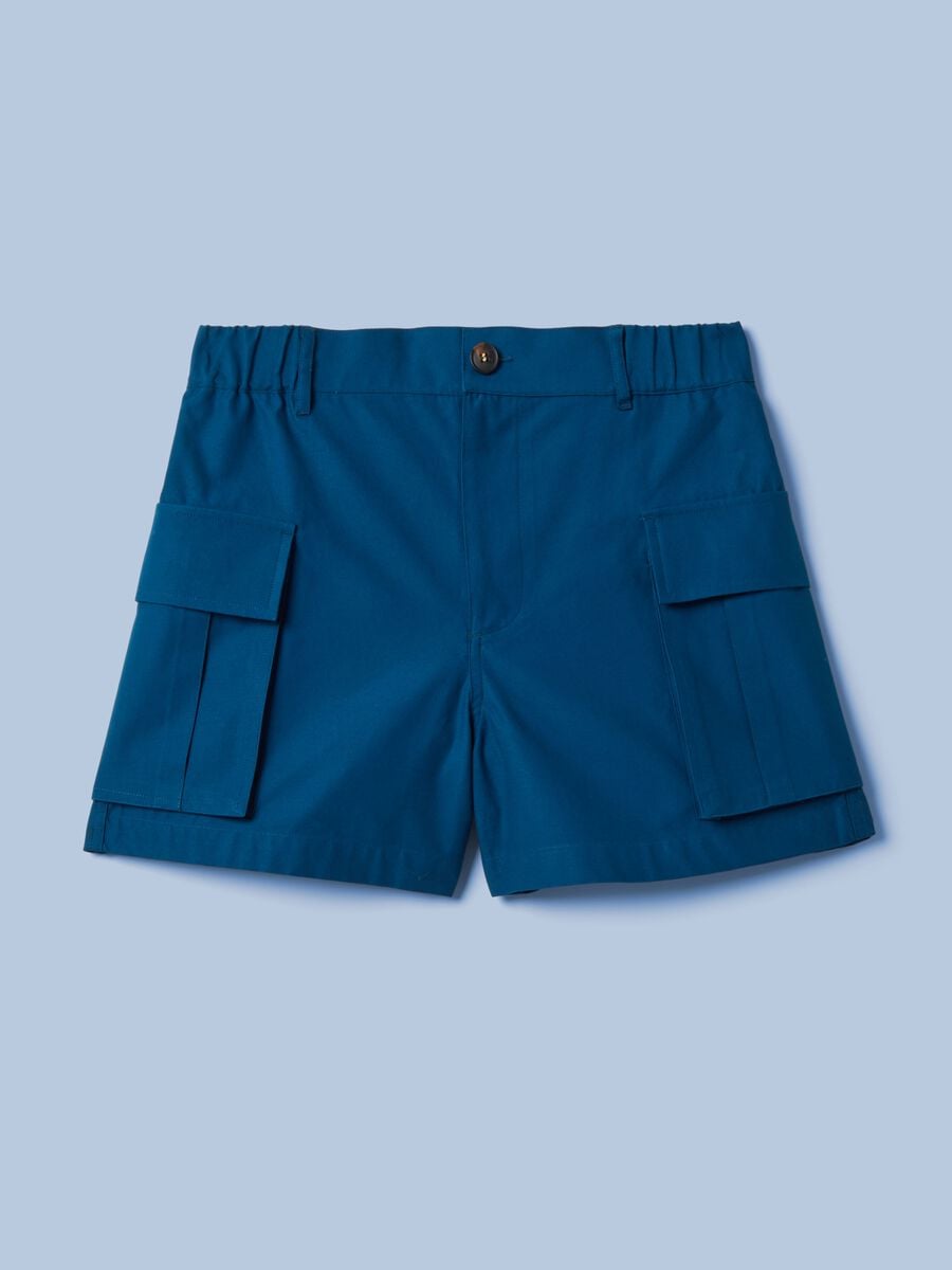 ALTAVIA SAILING blue cargo shorts in pure cotton with elasticated waistband_4