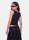 Black stretch cotton top with metal eyelets, regular fit_0