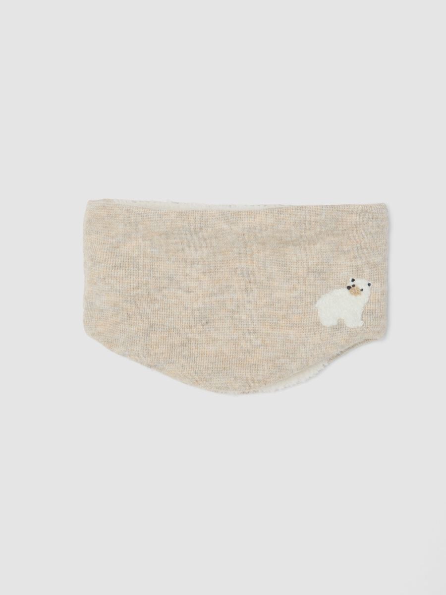 Sciarpa beige m&eacute;lange in misto lana con interno teddy_0