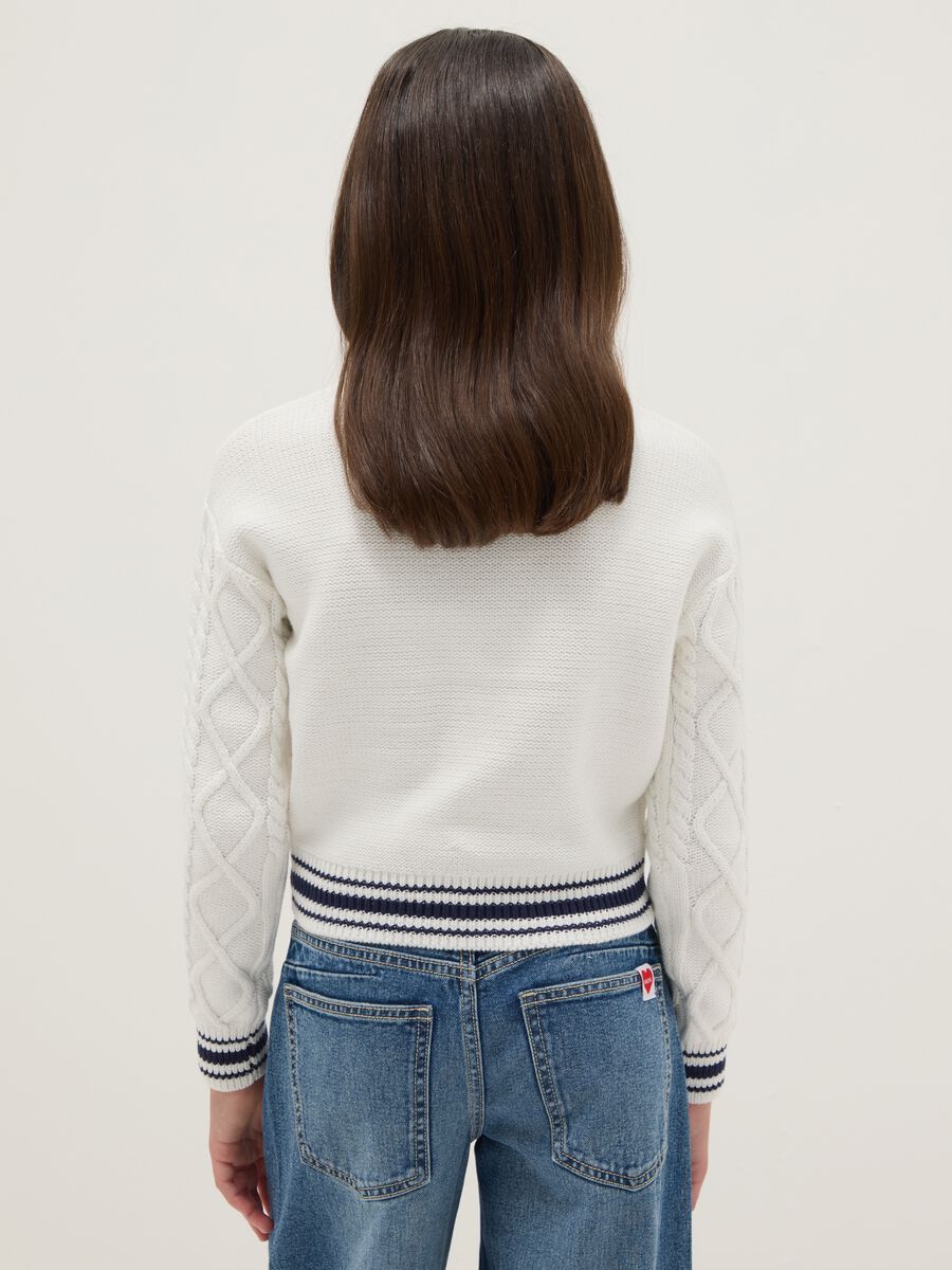 Girls' regular fit white pure cotton jumper with embroidery_1