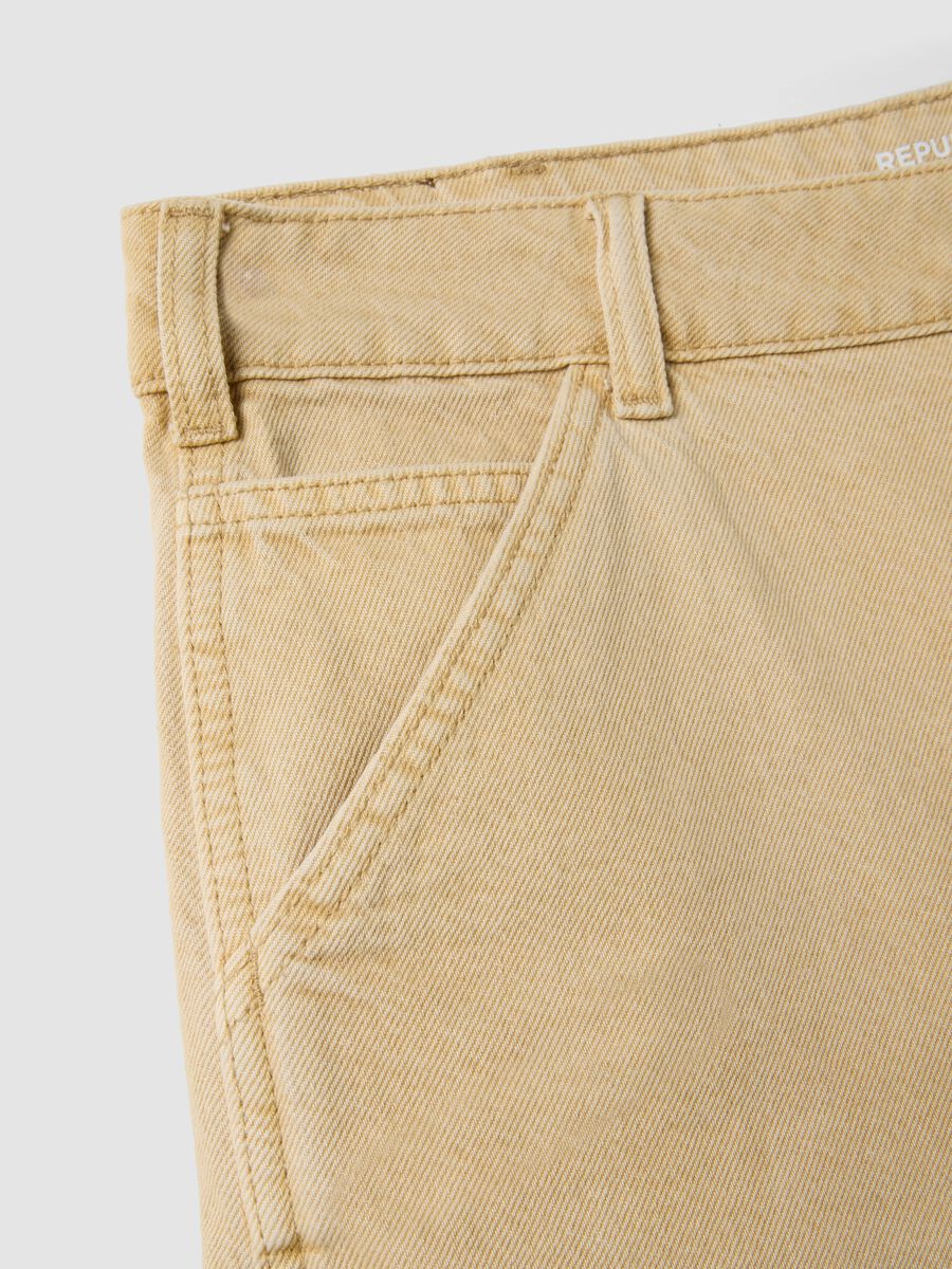Beige Bermudashorts aus reiner Baumwolle_5