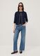 Blue viscose-blend cardigan in plain knit_1