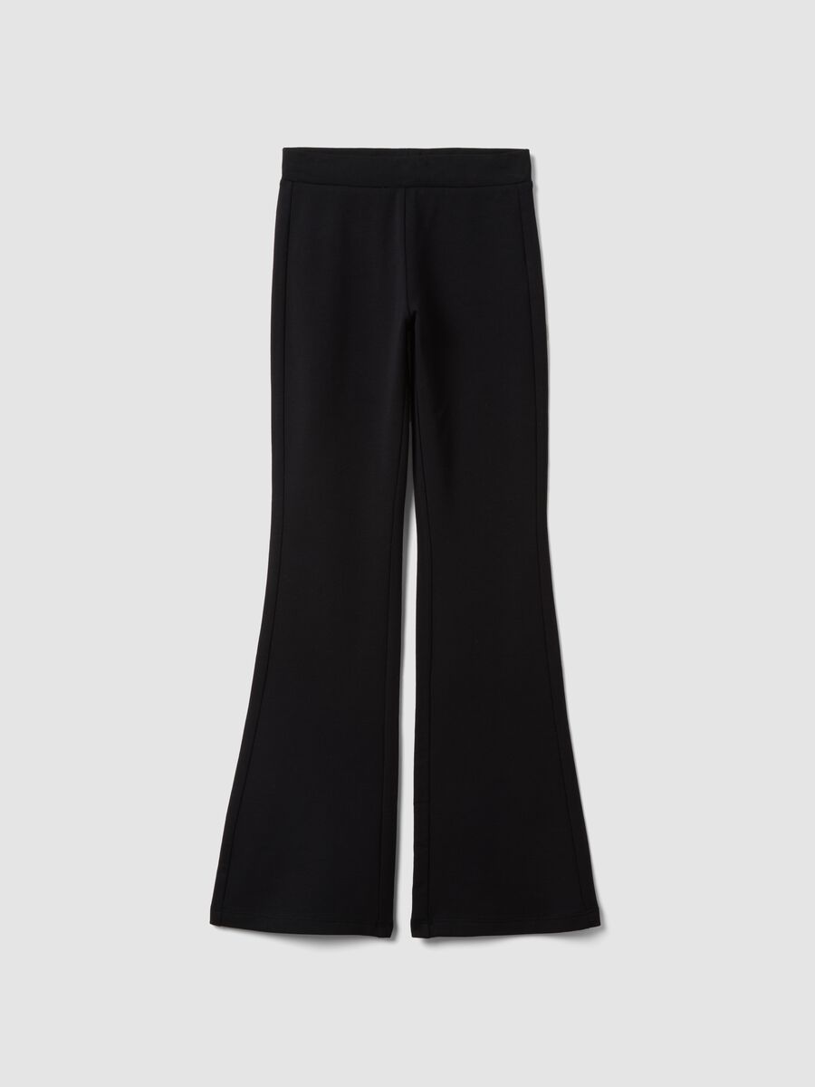 Leggings pretas &agrave; boca de sino em algod&atilde;o el&aacute;stico_0