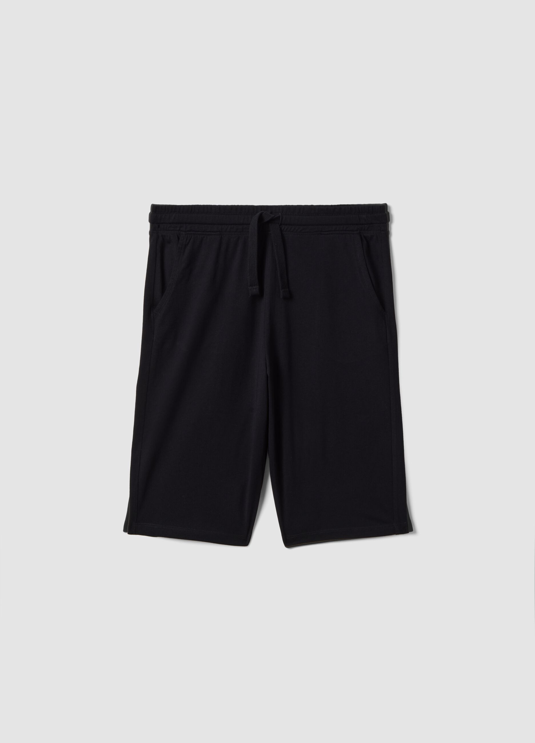 Boys&rsquo; black pure cotton shorts, comfort fit