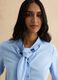 Pure cotton light blue regular fit shirt with bow collar_3