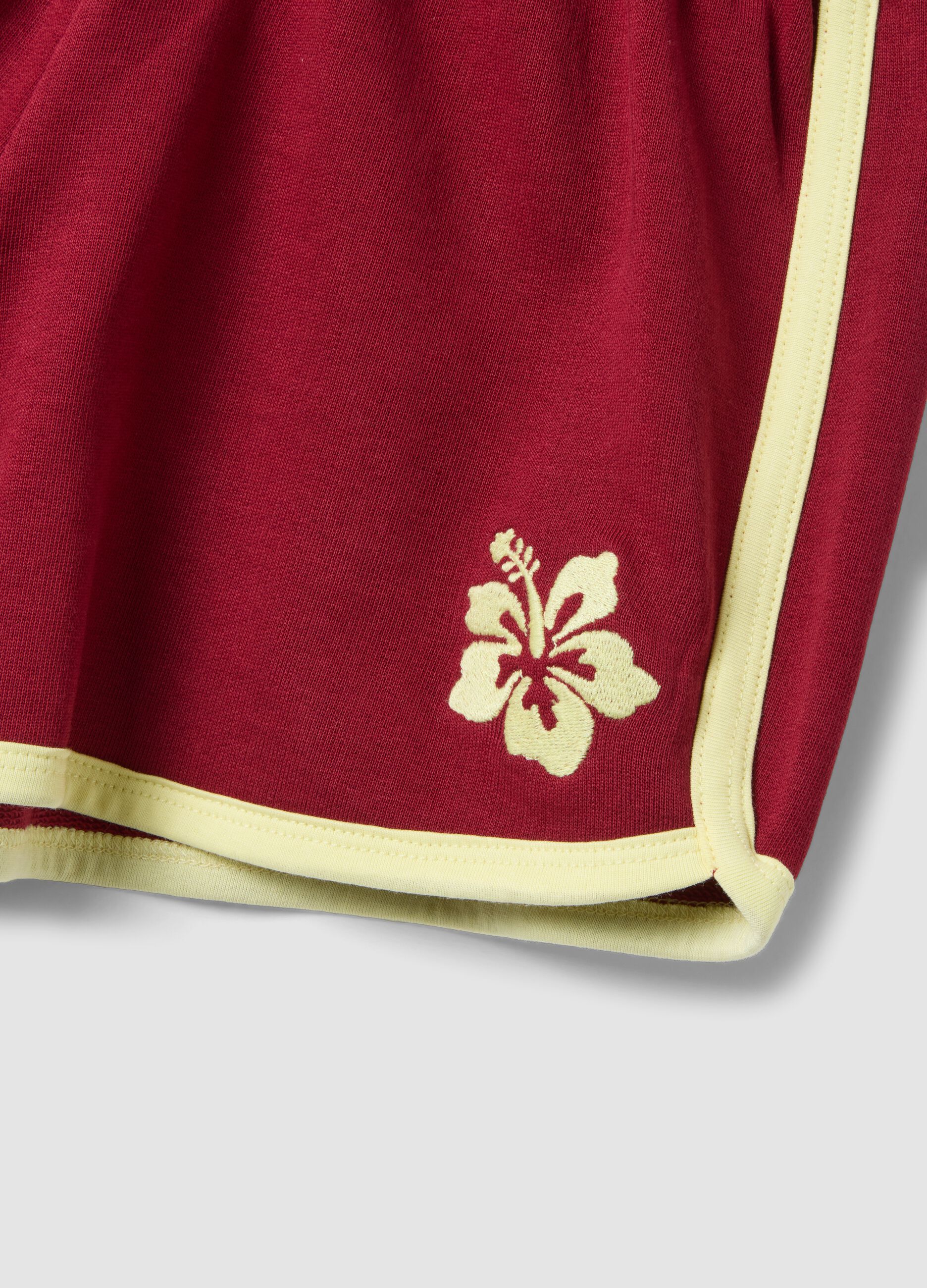 Shorts rossi in puro cotone con vita elasticizzata regular fit