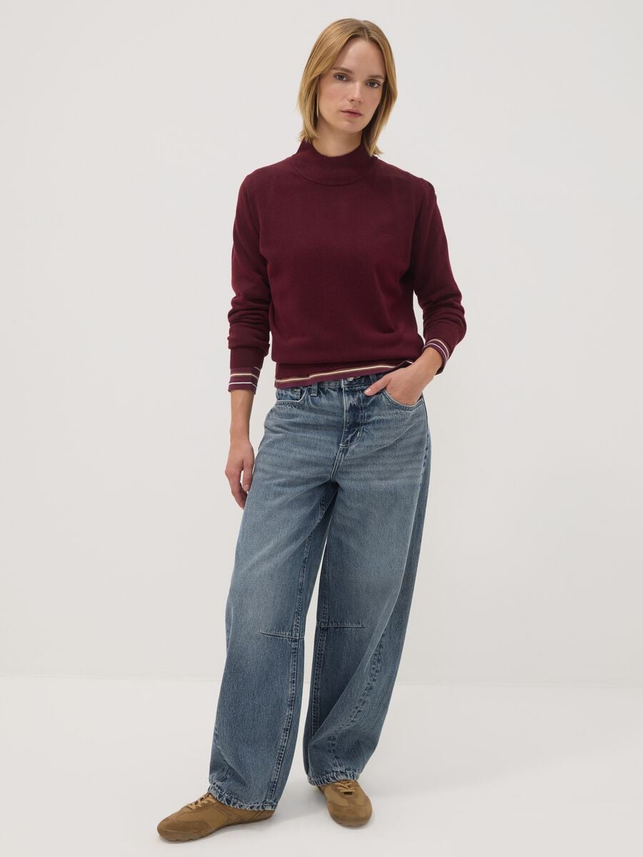 Purple long-sleeved top with high neck, regular fit_2