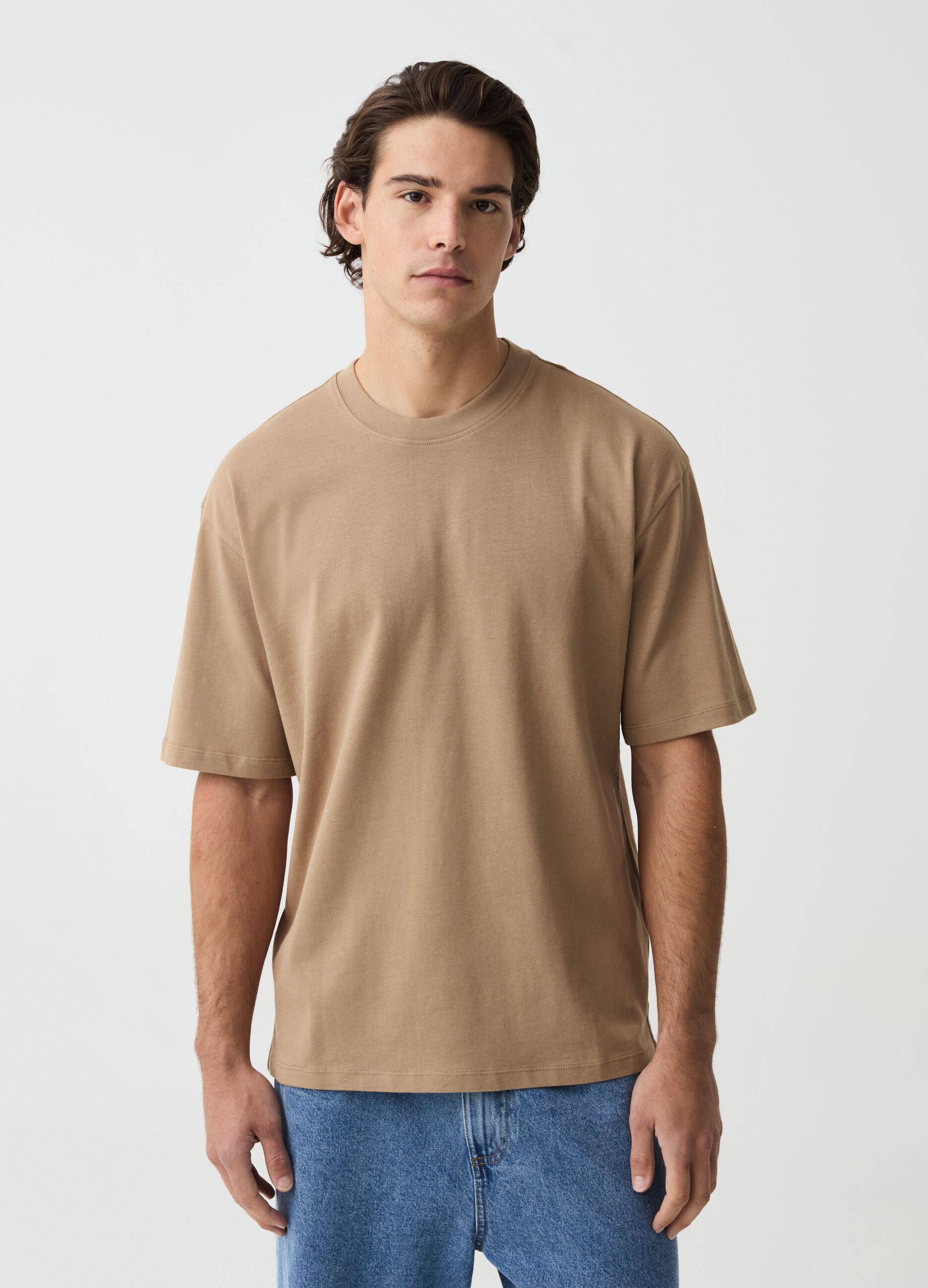 Camiseta de algodón color liso