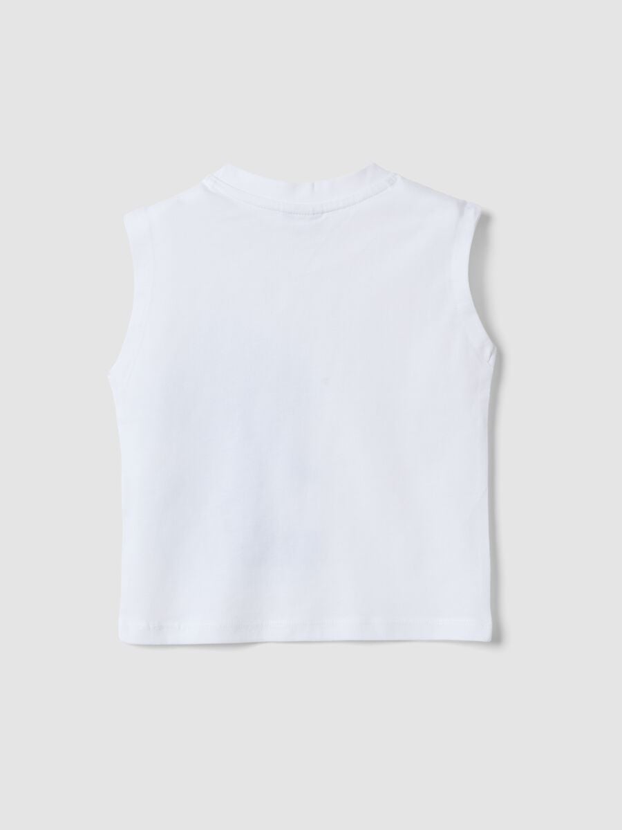 White organic cotton printed tank top_1