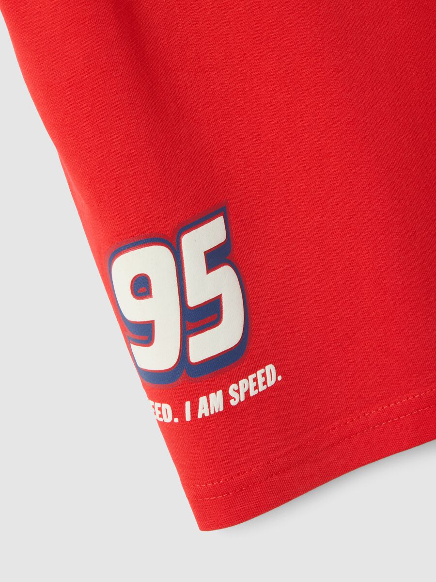 T-shirt enfant rouge en pur coton avec imprim&eacute; Cars, coupe oversize_3