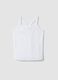 Tank top fitted bianco in cotone elasticizzato a coste da ragazza_0