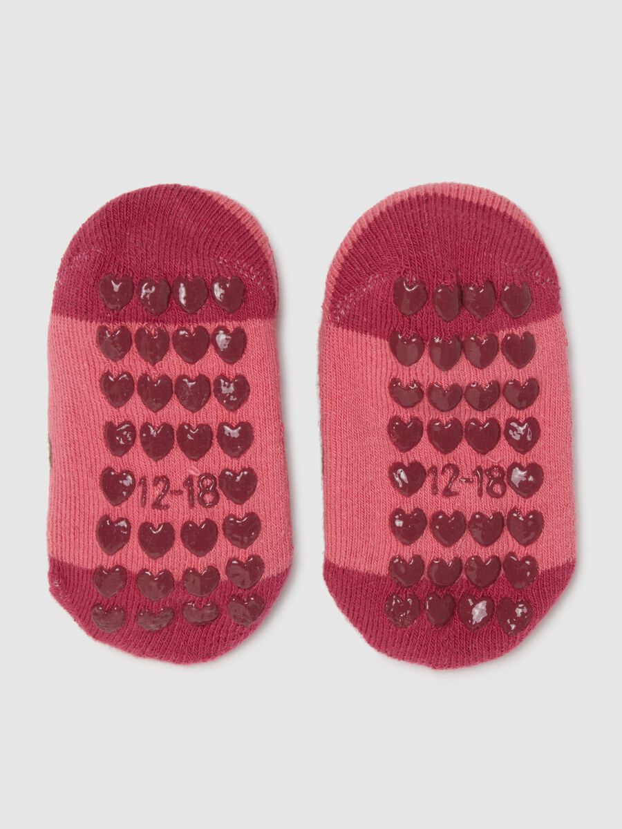 Multicoloured cotton blend baby girl non-slip socks_2