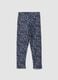 Leggings blu skinny in cotone organico elasticizzato con fantasia floreale_1