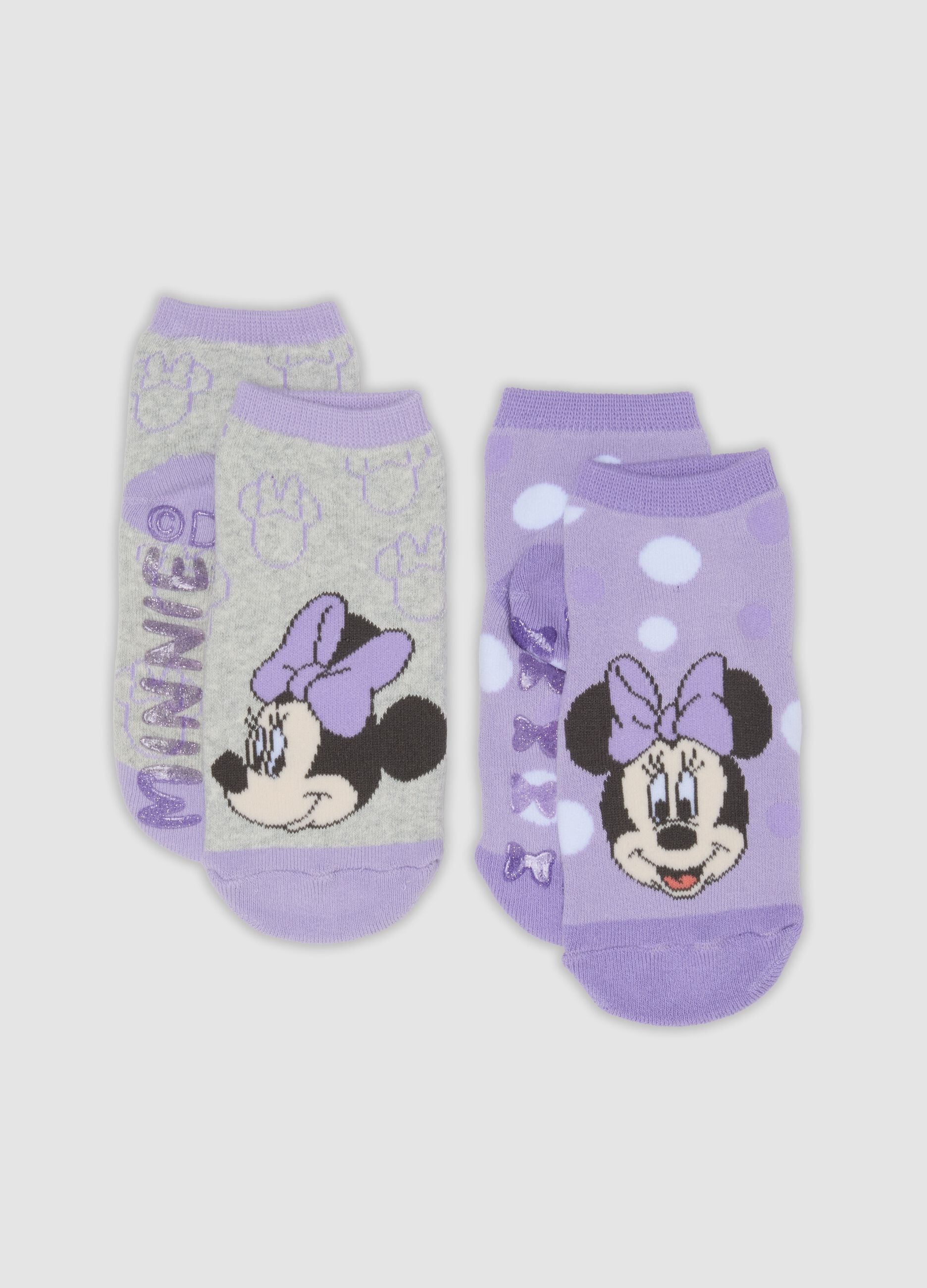 2-pack of short organic stretch cotton socks with Minnie print