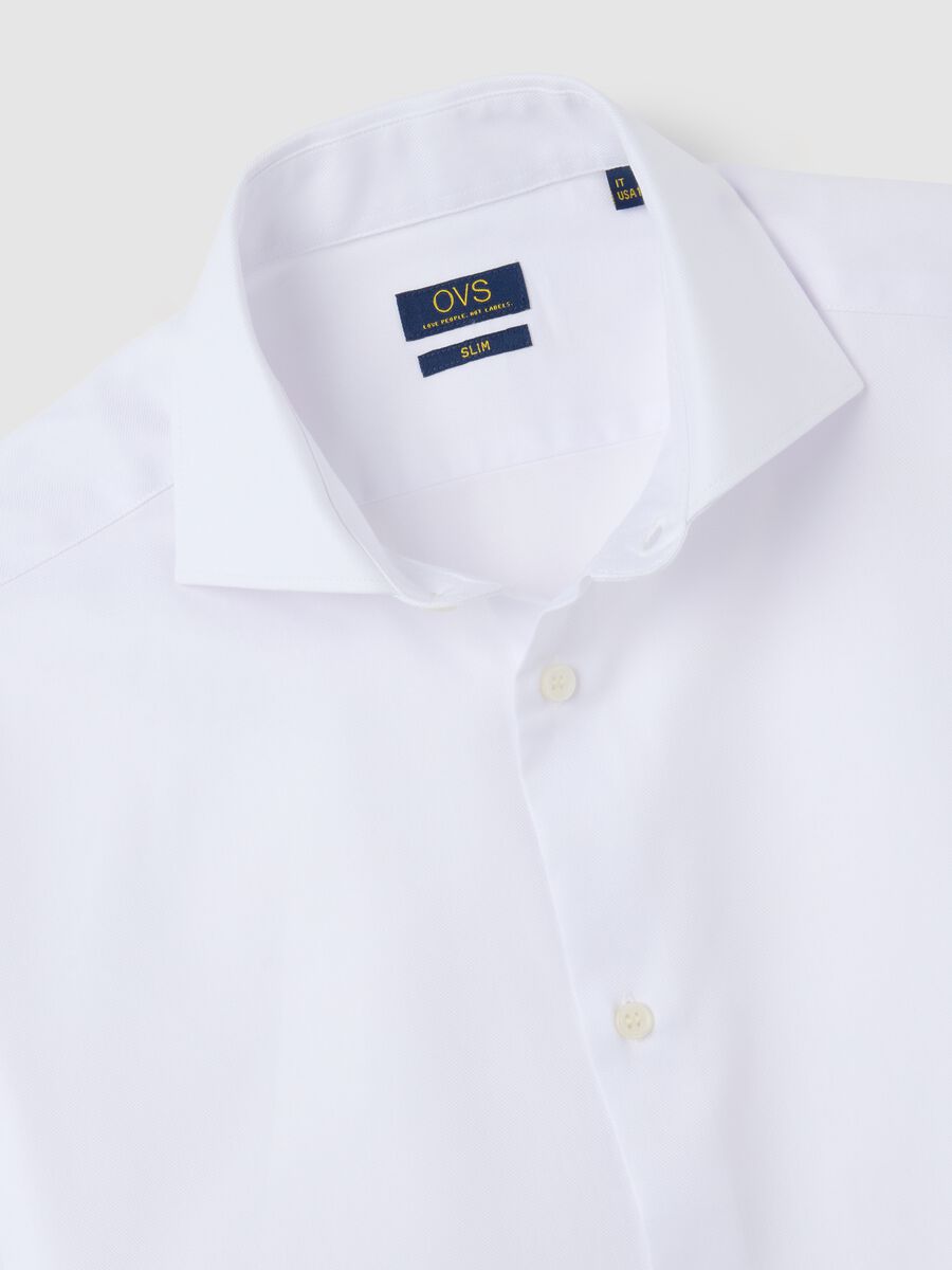 Men's white slim fit pure cotton shirt, easy iron_5