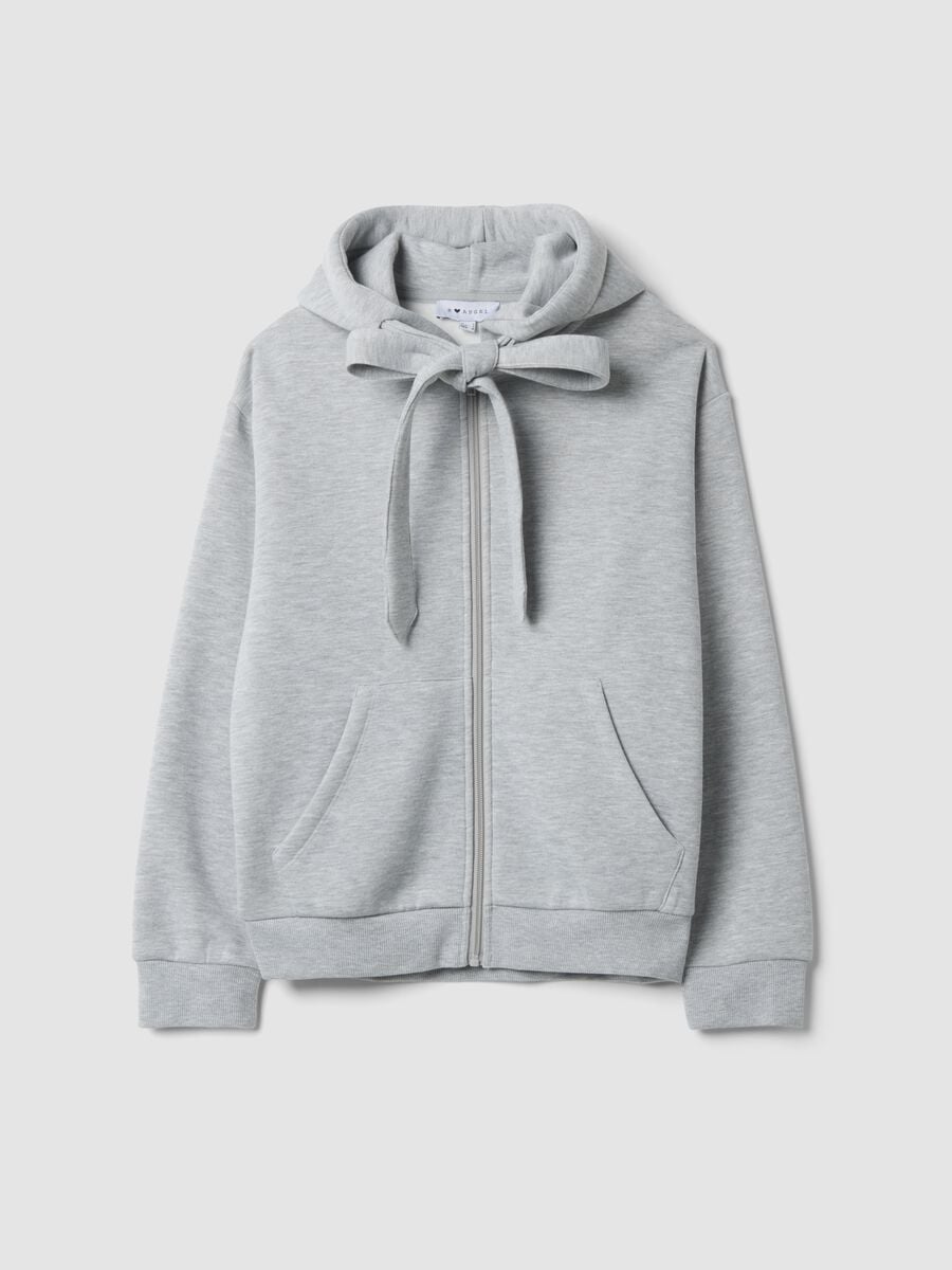 Grey marl hoodie with knotted drawstrings, regular fit_0