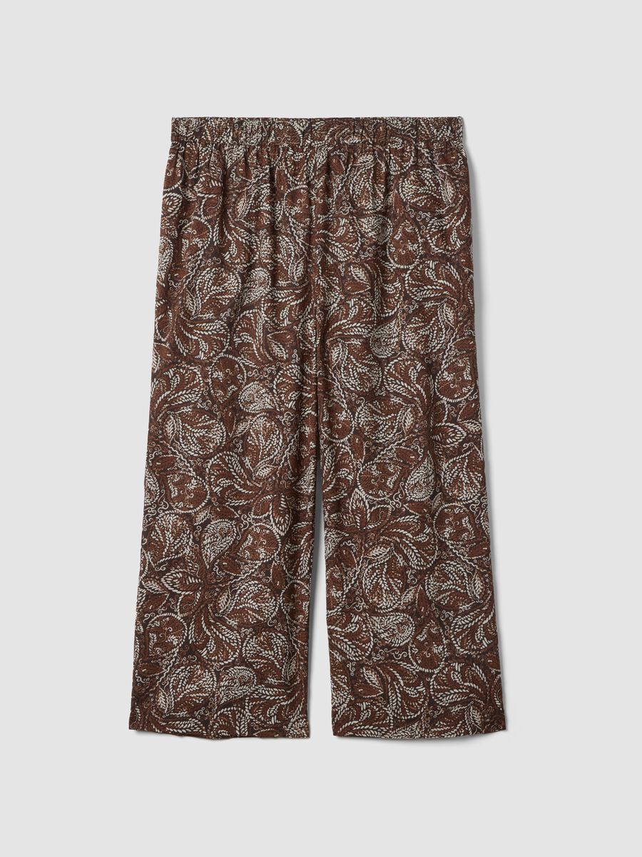 Brown wide-leg trousers in pure cotton_4