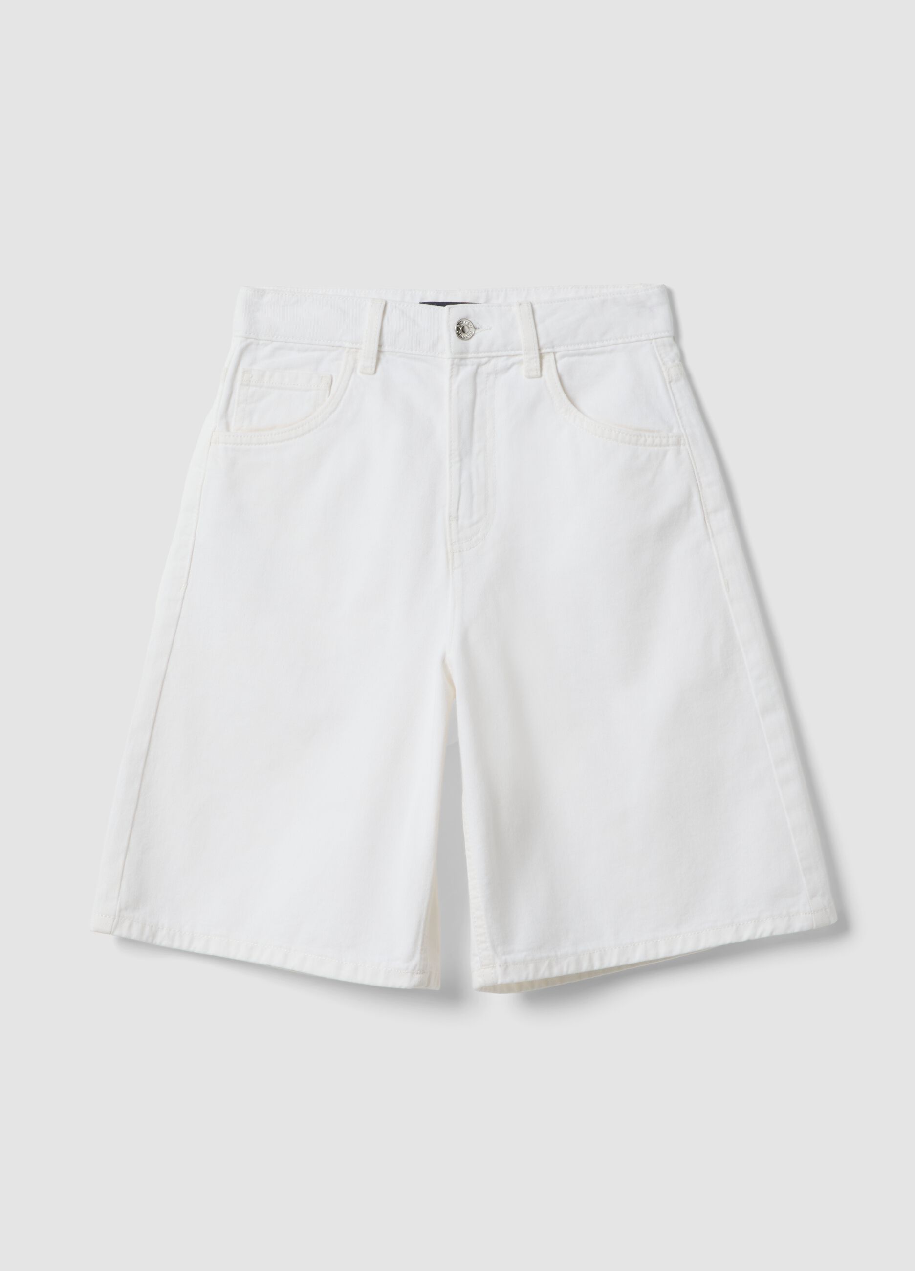 White pure cotton denim shorts