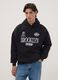 Sweat com capuz preta em mistura de algod&atilde;o com estampado Brooklyn Nets_2