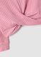 Girls&rsquo; pink cropped ribbed stretch cotton T-shirt_2