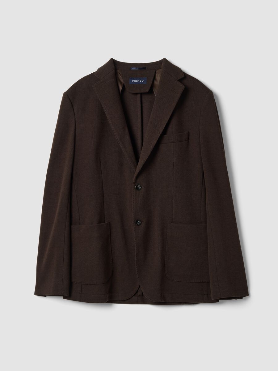 Brown regular-fit blazer with classic lapels_0